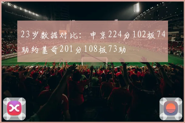 23岁数据对比：申京224分102板74助约基奇201分108板73助